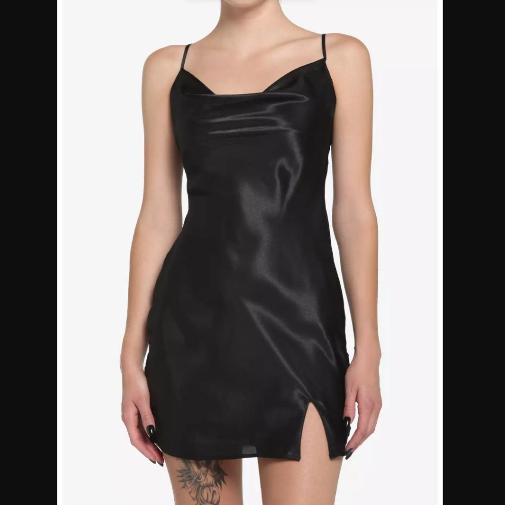 Black Satin Slip Dress